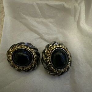 Vintage-Inspired Black and Gold Earrings